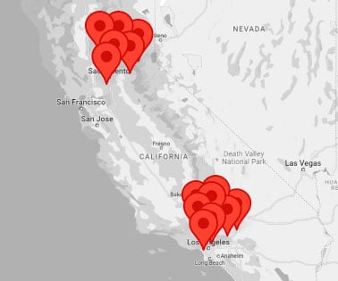 Map of California branches